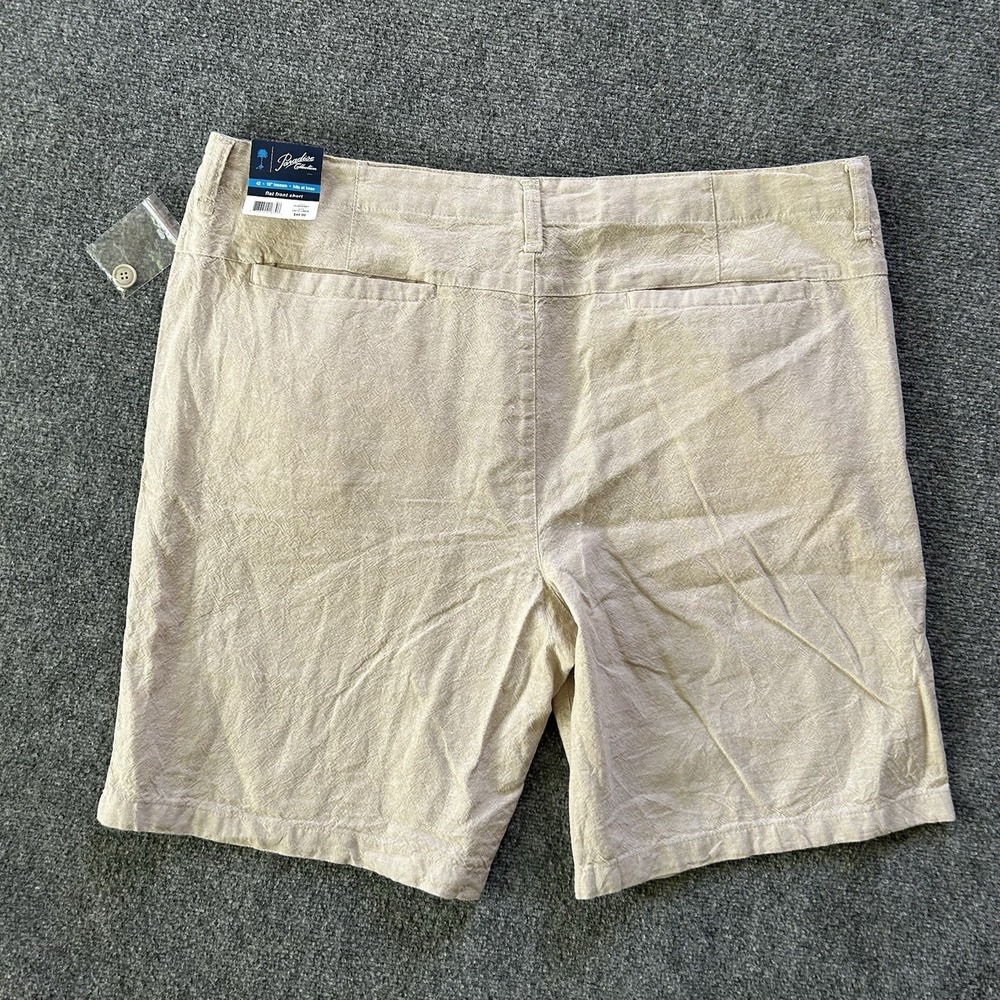 Paradise Collection Shorts Mens 42 Cream Linen Blend Beach Resort Wear 10 Inch - Picture 2 of 8